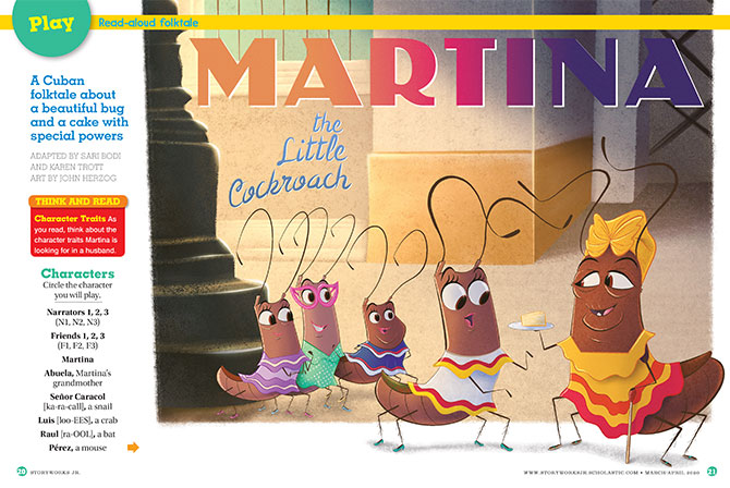 magazine spread for Martina the Little Cockroach