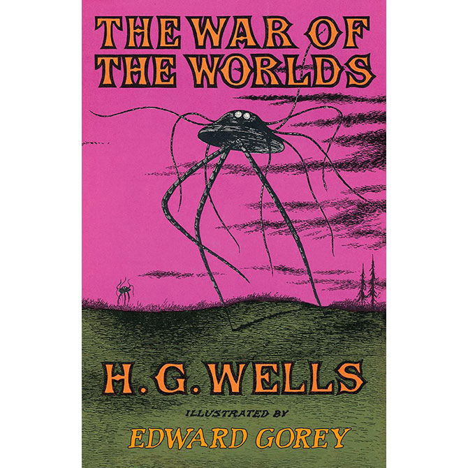 Book cover with an illustration of a long legged alien and the text: War of the World