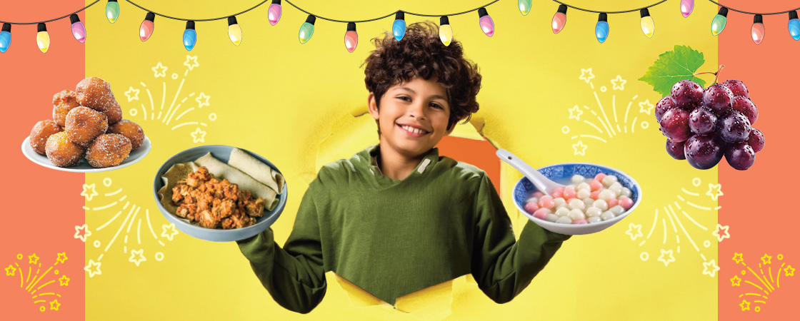 Image of student holding up dishes from around the world